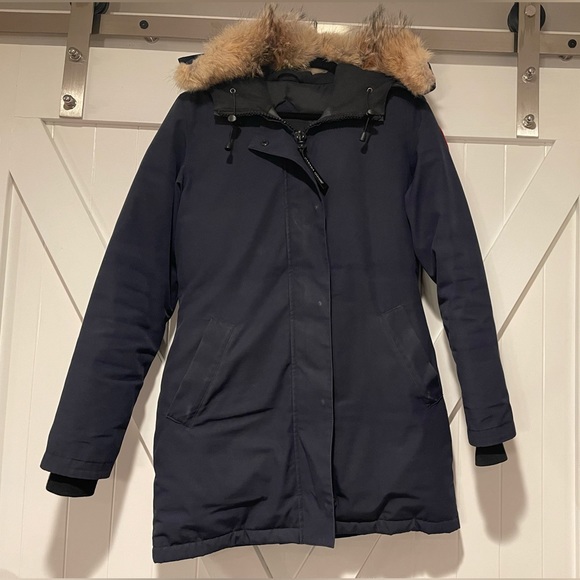 Canada Goose Jackets & Blazers - Canada Goose Victoria Down Parka with Genuine Coyote Fur Trim in Admiral Blue